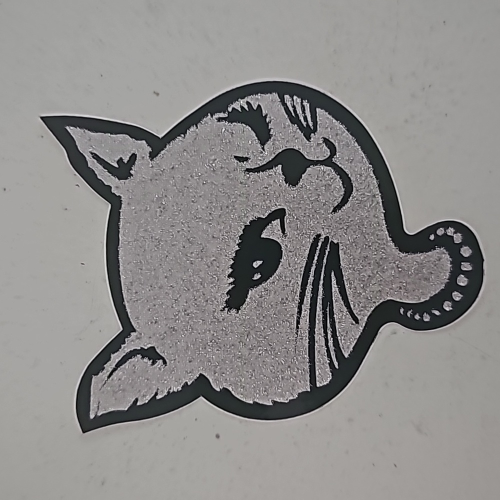 10/$25 vintage winking kitty silver glitter sticker